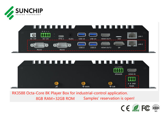 RK3588 octa-Core Embedded Industrial Edge Computing AI NPU 6.0tops Box Android 12.0 RK3588 AIoT Box 2.4GHz