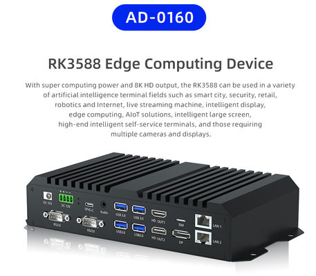 RK3588 Octa-Core Embedded Industrial Edge Computing AI NPU 6.0tops Box Android 12.0 media player box AIoT Box 2.4GHz